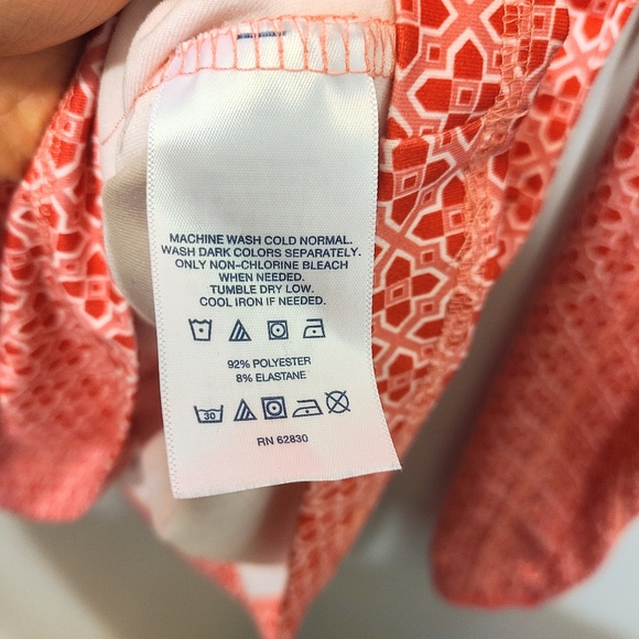 Land's End Bright Pink Geometric Pattern Half Zip Sporty Jacket w/ Phone Pocket - Picture 5 of 8